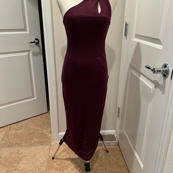 Chic One-Shoulder Plum Dress - Picture 1 of 9